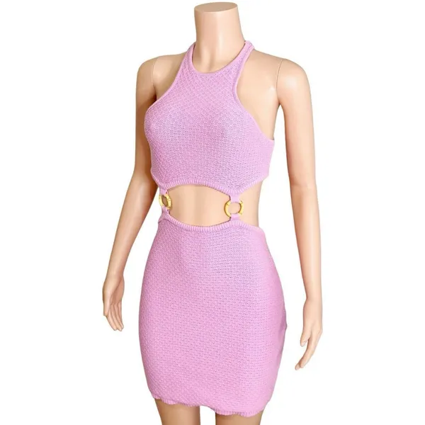LOVERS + FRIENDS Francesca Knit Mini Dress, Bubble Gum Pink, Large - Image 6