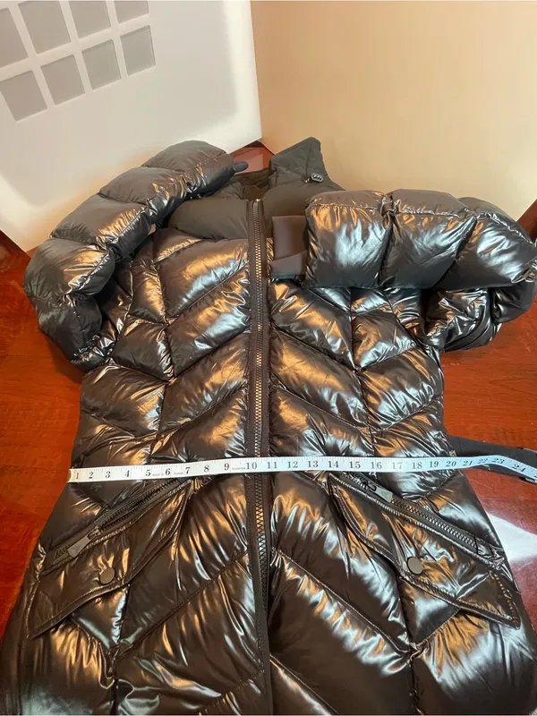 Alpenhaus BELLEVAUX Puffer Coat With Adjustable Belt Black Shiny Sz XL - Image 15