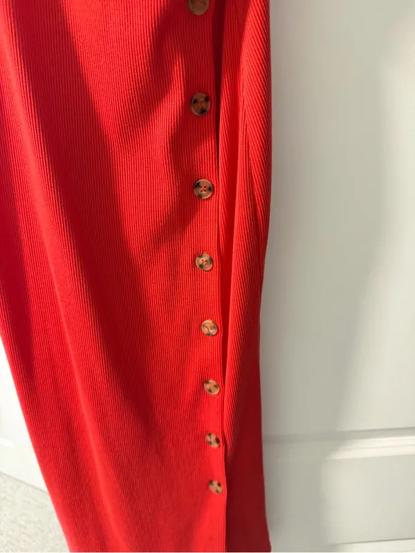 Women’s Poof Apparel red ribbed sleeveless midi dress - Image 4