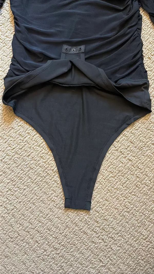 Pink Lily Black Long Sleeve Square Neck Bodysuit - Image 6