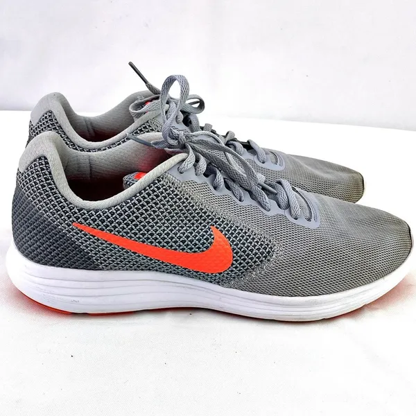 NIKE Revolution 3 Women Wolf Grey Hyper Orange Running Shoes 819303-002 Sz 10 - Image 4
