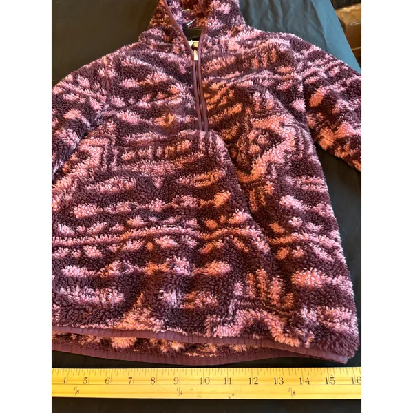 Ariat REAL Berber Pullover Hooded Sweatshirt Purple Southwestern Fleece Small - Image 3