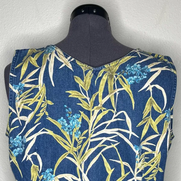 90s Vintage Liz Claiborne Floral Sleeveless Denim Vest Top Western Cottagecore - Image 6