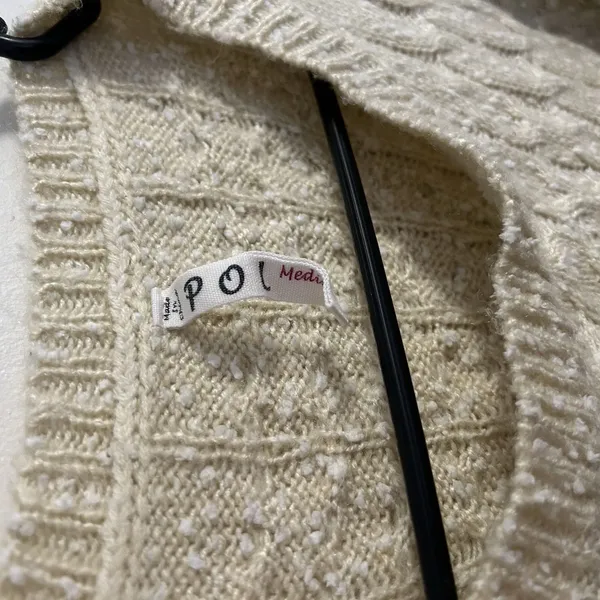 POL Women's Size Medium Sweater‎ Pullover Cable Knit Oversized Loose Fit Cream - Image 4