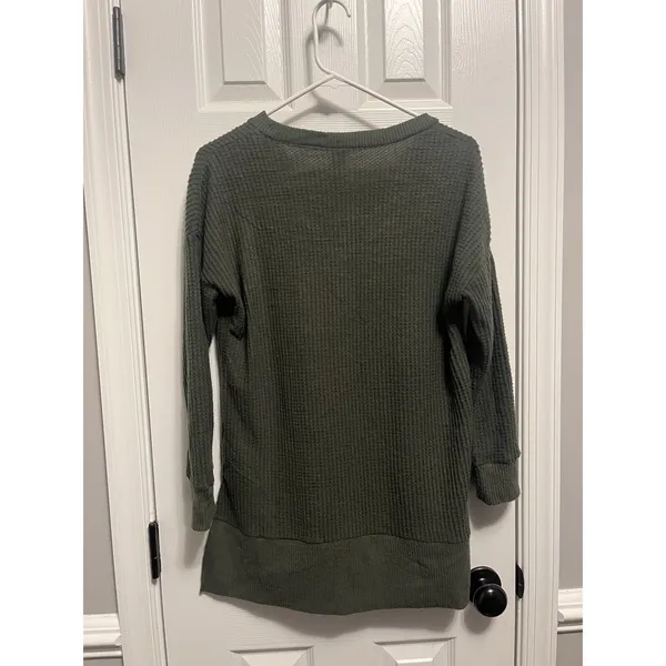 Women's Olive Green‎ Solid Waffle Knit Tunic by Lidy S/M - Image 5