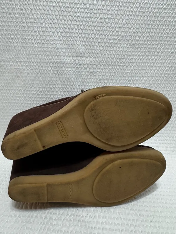 Coach Women's Suede Lace-Up Wedge Ankle Boots - Dark Brown - Image 7