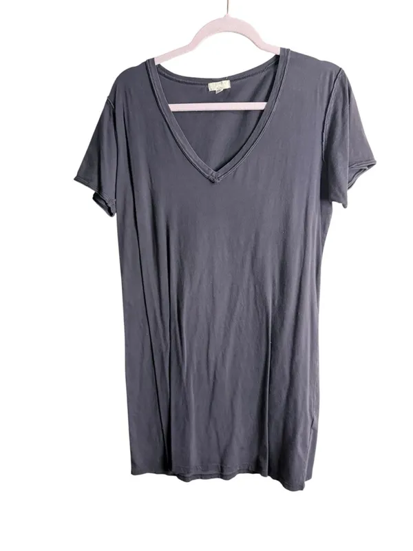 Z Supply Short Sleeve V-Neck Nightdress in Charcoal Gray - Image 2
