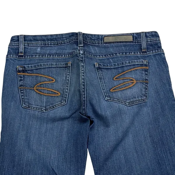 Seven7 Jeans‎ Womens 29 Flare Low Rise Medium Wash Denim Stretch Whisker 30x32 - Image 6