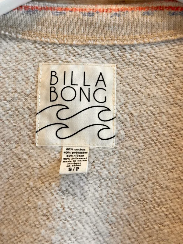 Billabong Raw Hem Southwestern Open Front Sweatshirt Cardigan Size Small - Image 5