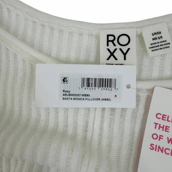New Roxy Santa Monica Pullover Sweater White Open Knit Cotton High Low Size S - Image 4