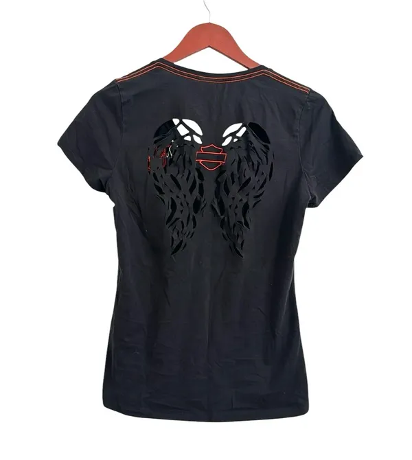 Harley-Davidson Women's Winged Cruiser Short Sleeve Tee, Black Sz L - Image 2
