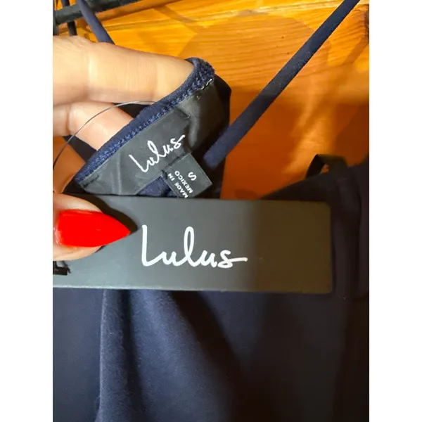 NWT Lulus Sweetest Admirer Navy Blue Ruched Surplice Maxi Dress Bridesmaid Sz S - Image 7