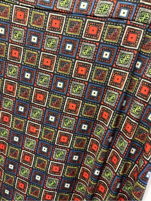 LuLaRoe Vintage Geometric Square Print Maxi Dress XL Black Red Green Blue Short Sleeve - Image 3