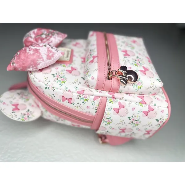 Loungefly Disney Mini Backpack Bag Womens Minnie Mouse All Over Print Bow Ears - Image 2