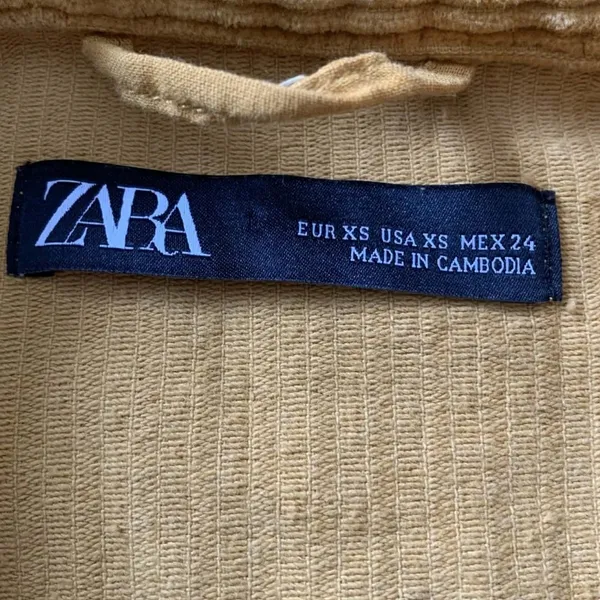 Zara Corduroy Shacket Women XS Mustard Yellow Frayed‎ Hem Boho Utility Core - Image 2