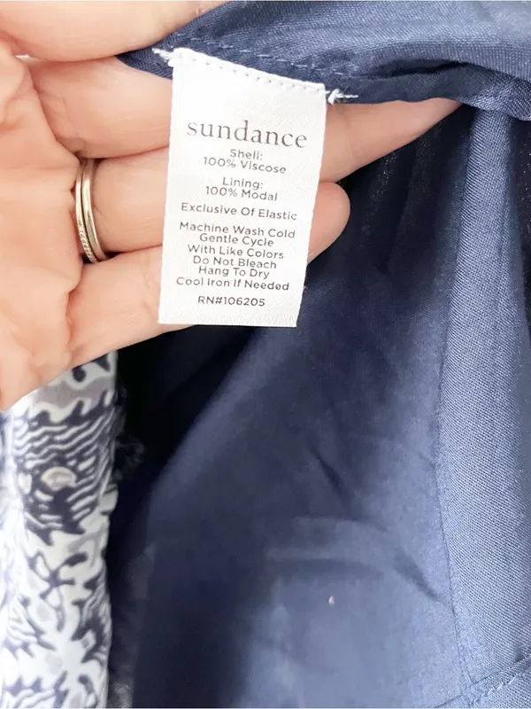 Sundance Paisley Ruffle Boho Viscose Pocketed Blue Print V-Neck Mini Dress - Image 7