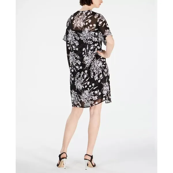 Calvin Klein Black White Floral Chiffon Cover-up Cardigan NWT 4 - Image 6