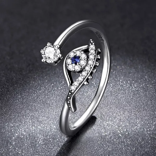 Sterling Silver 925  Evil Eye Crystal Ring - Image 4