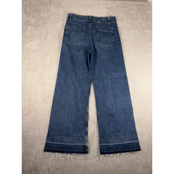 pilcro the skipper jeans 32 tall raw hem‎ Wide Leg Crop Jeans Denim (33x31) - Image 7
