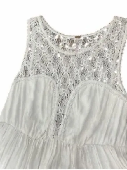 Free People White Crochet Lace Fit & Flare Boho Dress M Cottagecore Fairy - Image 6