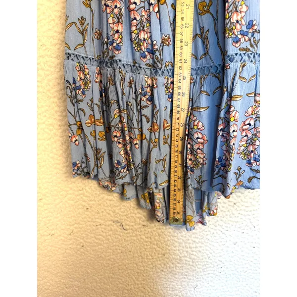 Anthropologie Abel the Label Dress Small Blue Floral Halter Sundress Crochet Cottage Fairy - Image 7