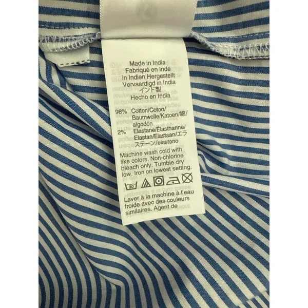 J.Crew Organic Cotton Long Sleeve Ruffleneck Top Stripe Blue Size‎ XS - Image 10