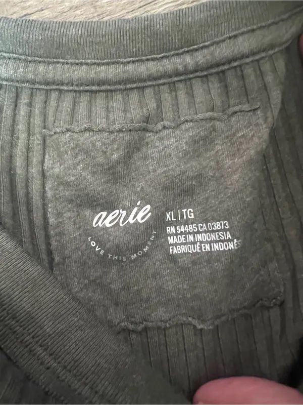 NWT aerie Ribbed Long-Sleeve Crewneck Top - Olive - Image 9