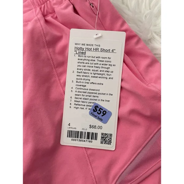 Lululemon Hotty Hot High Rise Lined Shorts 4" Candy Cloud Size 4 - Image 10