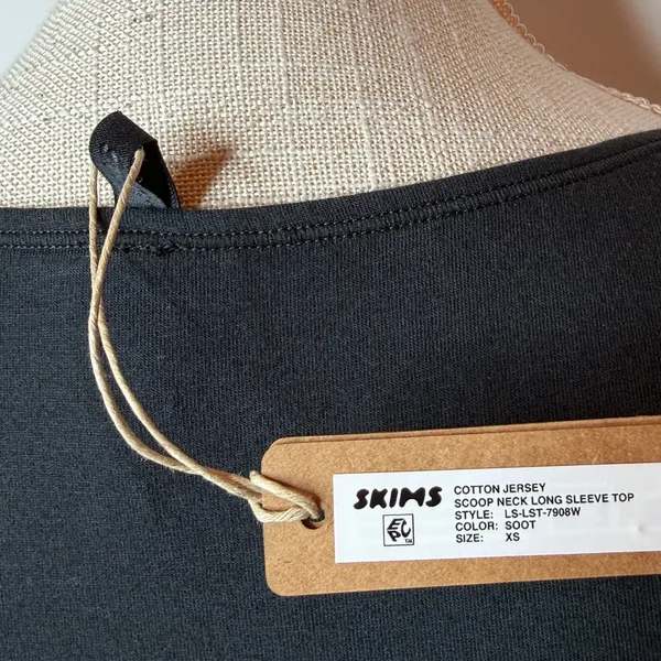 NWT Skims Cotton Jersey Scoop Neck Long Sleeve Top - Image 6