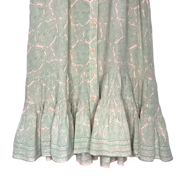 JOIE 100% Silk M Ruffle-Hem Shift Dress Paisley Button Front High Neck Sundress - Image 8