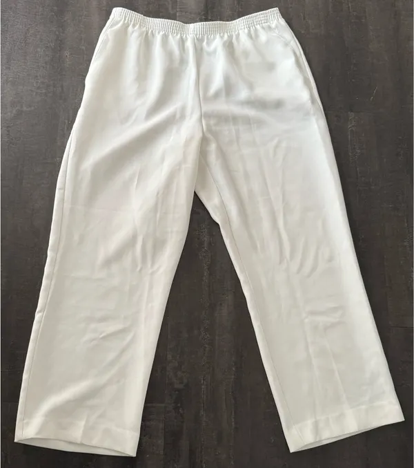 Alfred Dunner Classics Womens Straight Mid Rise Pull-On Pants White Size 14P - Image 4