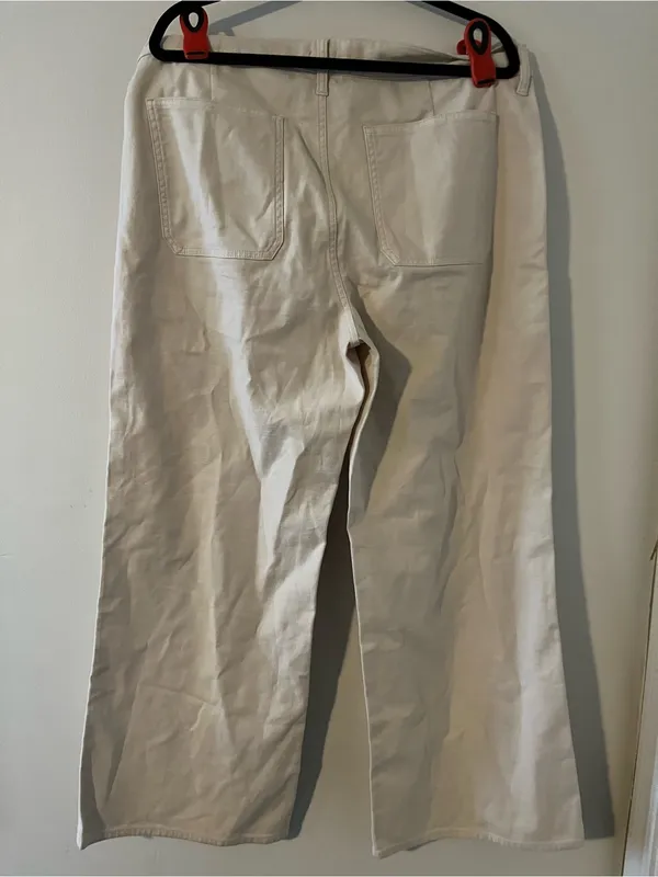 J Crew Cream Camp Pocket Wide Leg Pants 32 High Rise Utility Minimalist Cotton - Image 5