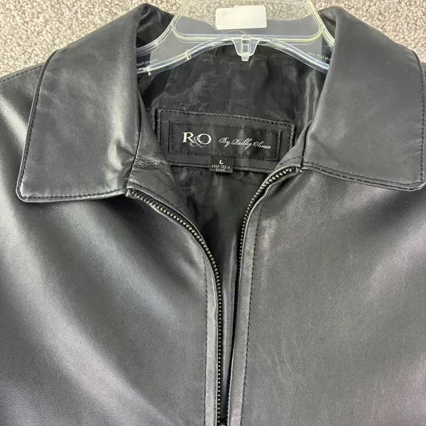 R&O by Reilly Olmes Leather Jacket Womens Large Black‎ Zip Up Minimalist Y2K 90s - Image 2