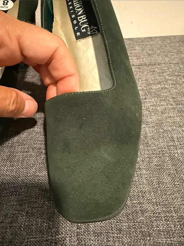 Fashion Bug Dark Green Suede Block Heel Pumps Size 8 - Image 5