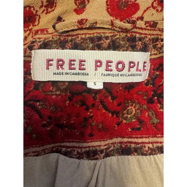 Free People Bellflower Double Breasted Blazer in Tobacco Combo, Size S Boho - Image 6