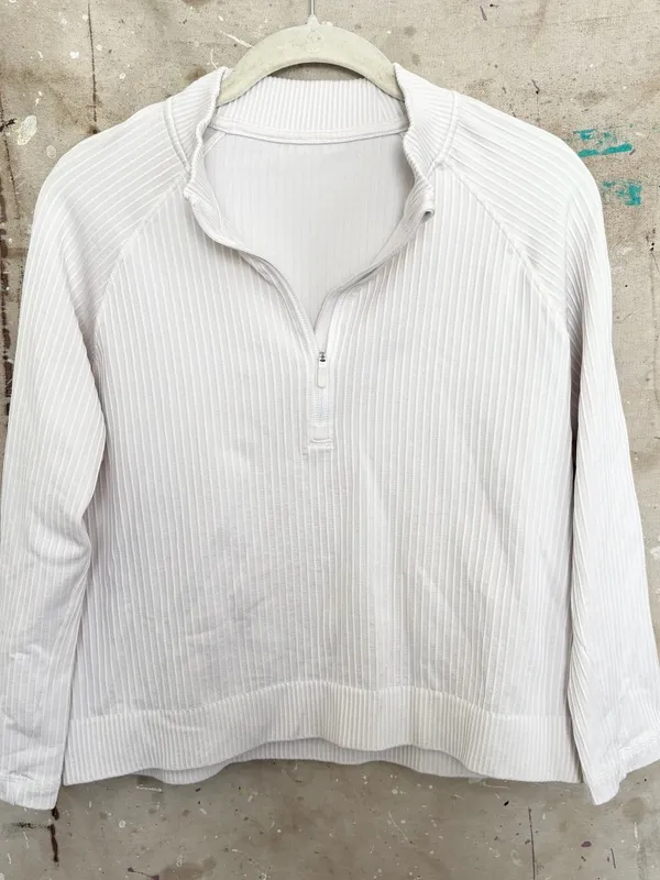 Lululemon Rest Less Cropped Half Zip, Rib White - Image 2