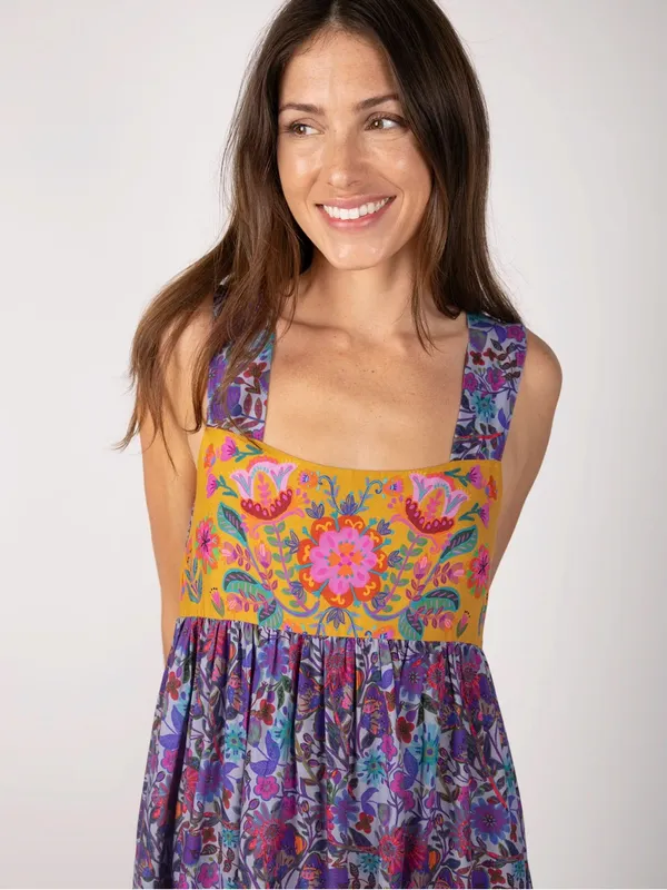NWT Natural life Tricia maxi dress in dark purple daisies - Image 2