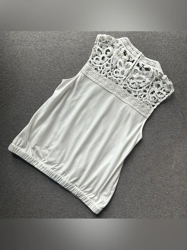Anthropologie Tiny White Lace Tank Top XS - Image 4