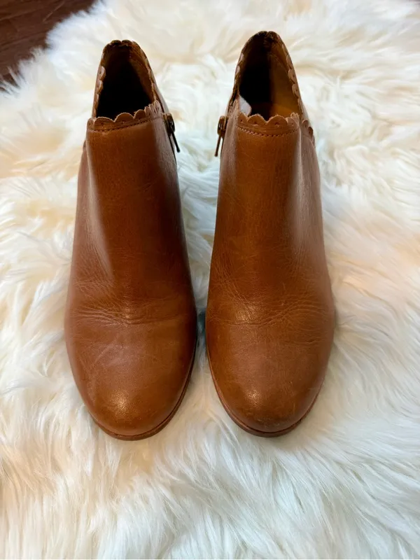 Jack Rogers Women's Brown Leather Ankle Booties with Block Heel Size 7 - Image 4
