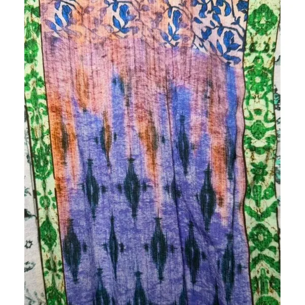 Zara Patchwork Print Maxi Dress‎ Multicolored V-Neck Boho Slit Size M - Image 8