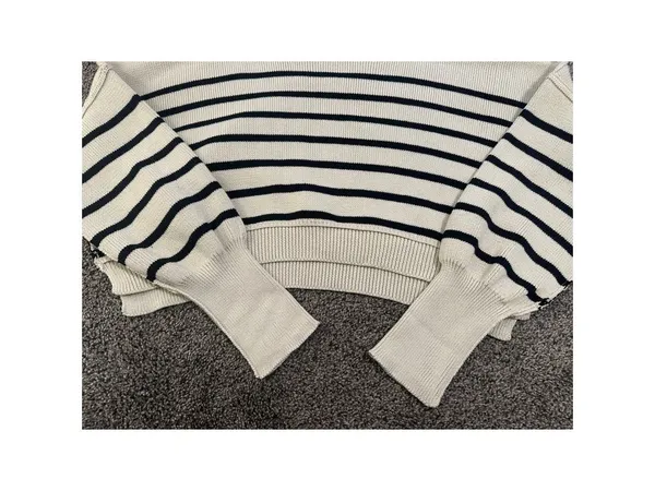 COMMENSE Crew Neck Sweater Off White Black Medium - Image 3