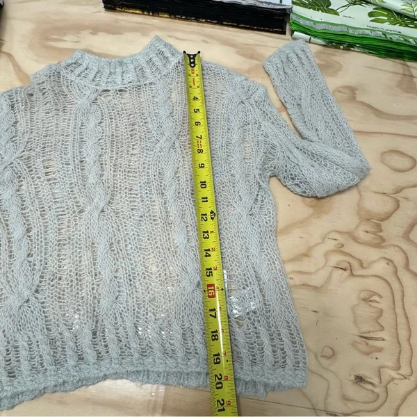 Zara Open Knit Crewneck Sweater‎ Light Gray XS-S 0021/107/406 - Image 12