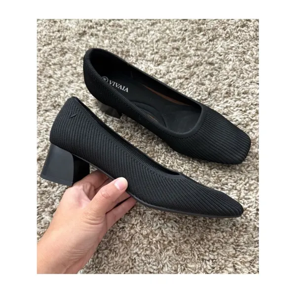Vivaia Melody 2.0 Square Toe Chunky Heels Deep Ebony Women's 38.5 Knit Ribbed - Image 3