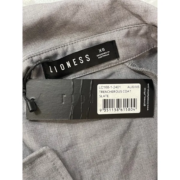 NEW Lioness Trencherous Women Slate Gray Double Breasted Tie Trench Coat Size XS - Image 7