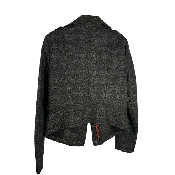 We The Free/‎ Free People Black Brown Animal Print Moto Red Zip Jacket Coat Sz 4 - Image 9