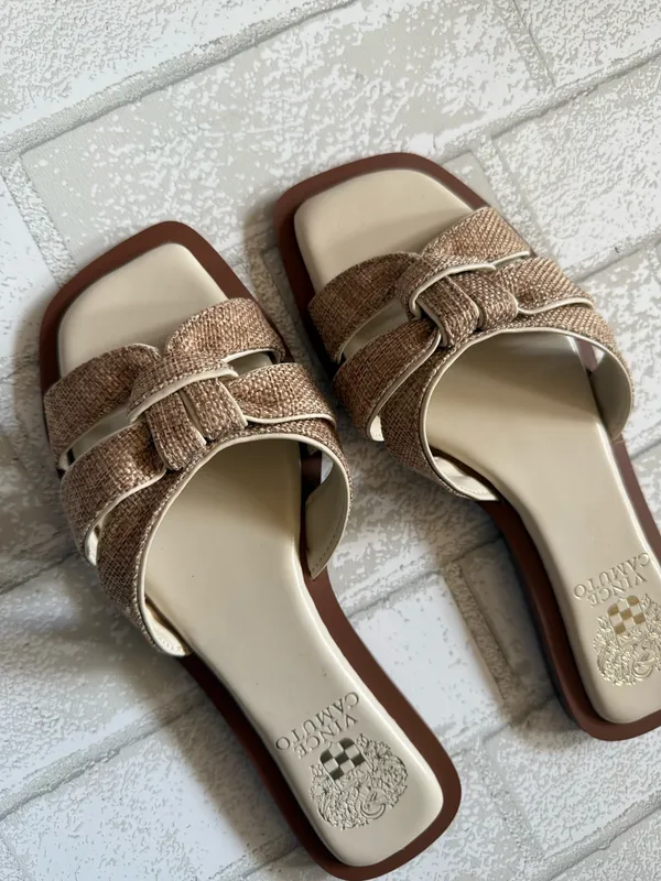 Vince Camuto Beige Tan Braided Slide Sandals - Image 3