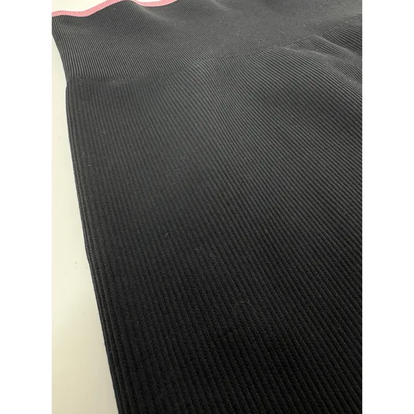 Outdoor Voices Seamless Ribbed Leggings Black Pink Logo High Waist‎ Medium - Image 7