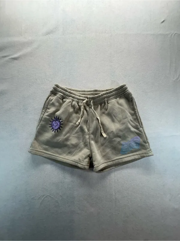 Brooklyn Cloth women’s medium beige fleece shorts sun graphic drawstring - Image 6