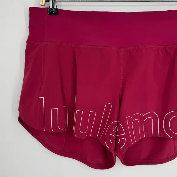 Lululemon Speed Up Mid-Rise Lined Short 4" Size 10 Pomegranate Silver Reflective - Image 5