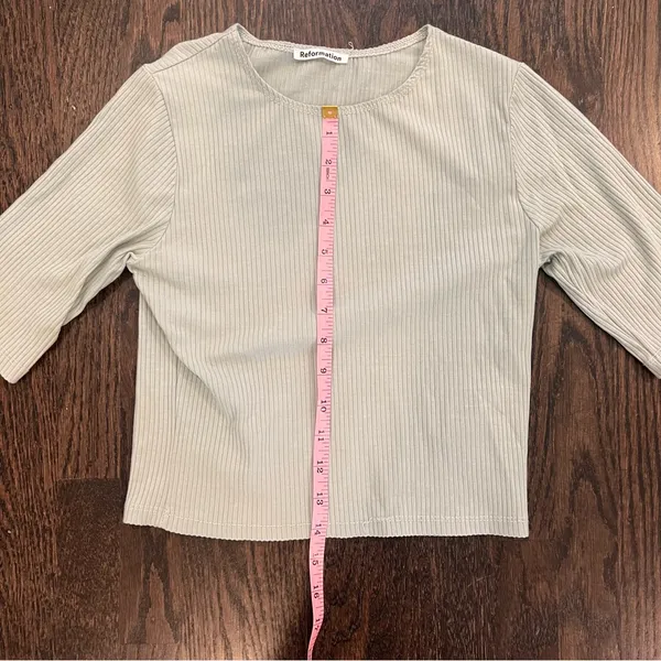 Reformation Cropped Mint Green Ribbed Top - Image 4